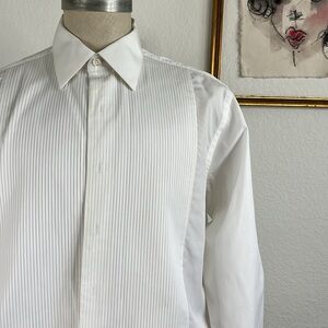 Paul Stuart Pleated Bib Tuxedo French Cuff Evening Dress Shirt